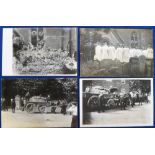 Postcards, Berkshire, Social History, 4 RP's showing Funeral at Kintbury inc. 2 with coffin and