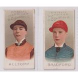 Cigarette cards, Horseracing, Kinnear's, Jockeys, Set 1, 2 cards, Allsopp & Bradford (gd) (2)
