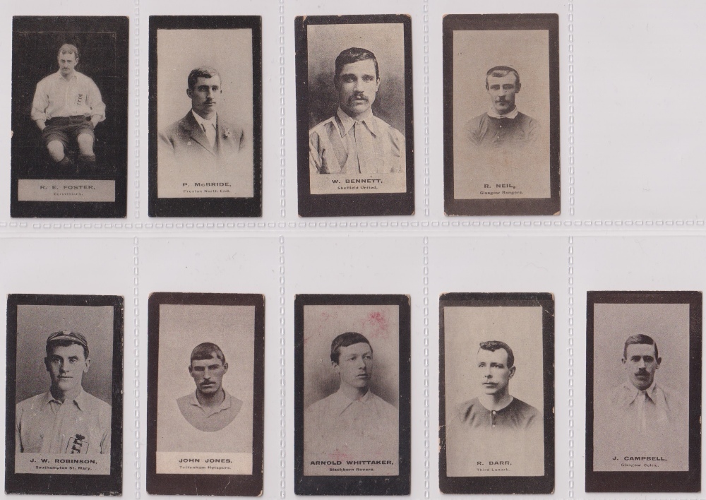 Cigarette cards, Smith's, Footballers (Brown back) 9 cards nos 7, 8, 14, 17, 52, 72, 95, 97 & 116 (