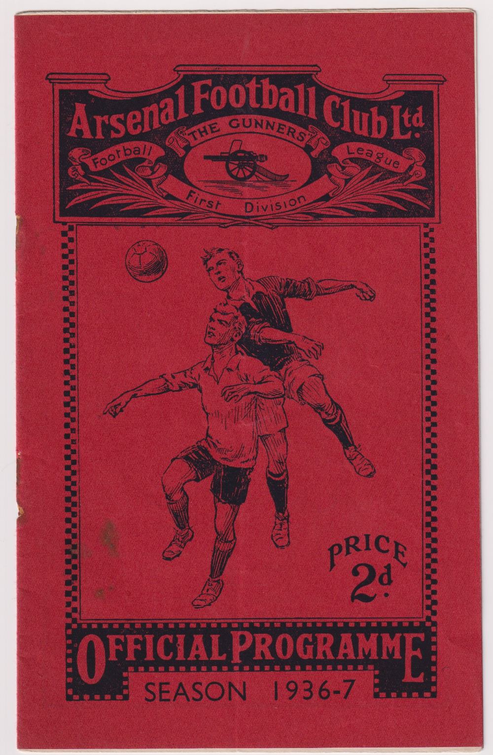 Football programme, Arsenal v Everton, 29 August, 1936, Division 1 (rs removed o/w gd) (1)