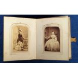 Carte De Visite Album, embossed leather bound small size album with metal clasp with all contents,