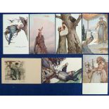 Postcards, a selection of 7 cards illustrated by Sergey Solomko published T.S.N. RM Series nos 12,