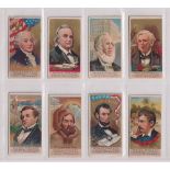 Cigarette cards, USA, Duke's, Great Americans, 8 cards, John Adams, H.W. Beecher, Peter Cooper,