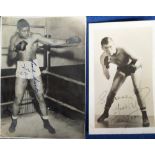 Boxing autographs, 2 b/w photos each with a signature, 1 signed by Tommy Farr, the other