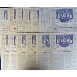 Football programmes, Ilford FC, set of 15 Isthmian League home programmes, 1956/7 inc. Wimbledon,