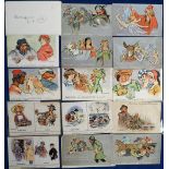 Postcards, a selection of 69 cards all illustrated by Sidney Carter. These cards were sent to the UK