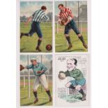 Football postcards, 3 artist-drawn colour cards showing Footballers from the Misch & Co Footballer