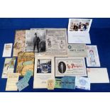 Ephemera, Entertainment, to include 1890s chromo theatre programmes, tickets (1928 onwards), 1897