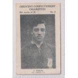 Trade card, Crescent Confectionery, Sportsmen, type card, Football, J. Brain, The Arsenal FC (gd) (