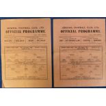 Football programmes, Arsenal homes, two single sheet programmes v Aston Villa 22 Sept 1945 &