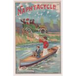 Postcard, Advertising, Motoring, Naphtacycle, from Collection de la Cie Générales des Pétroles, (