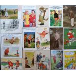 Postcards, Golf, Comic selection, mixed periods, Seaside humour, Tucks, Reg Maurice, Lawson Wood, RP