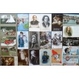 Postcards, cards of Interest, 50+ inc. art deco Ellanbee Sporting Series 36 (4), William IV crossing