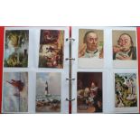 Postcards, a mixed collection of approx 200 cards in 2 modern red albums, incl. scenic views,