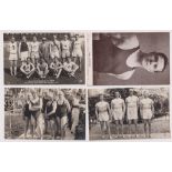 Postcards, Olympics,1924, 6 RPs, Teams, Hawaii swimming, Dutch Water Polo, USA 400m, Finland