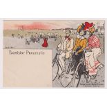 Postcard, Advertising, Cycling, Art Nouveau style, Excelsior Pneumatic, Series F No.1, by Hannov