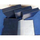 Postcard accessories, 4 used albums, blue with slipcases, in good useable condition, each containing