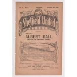 Football programme, Sheffield United v Rotherham County, 19 November 1923, County Cup semi final (ex