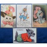 Postcards, a Louis Wain illustrated collection of 4 cards incl. Cat with large hat (wtf) published