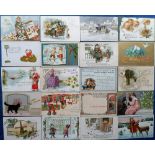 Postcards, a good mixed Christmas greetings selection of approx 100 cards, with many embossed