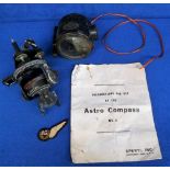 Astro Compass Mk.II with instructions for use dated 1942, together with 1917 dated C.A.V. 'Lamp