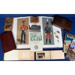 Militaria, to include amateur watercolours of uniforms (70+), 1937 Manual of Horsemanship with Kings
