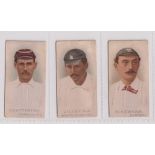 Cigarette cards, Wills, Cricketers (1896) 3 type cards, Chatterton Derbyshire, Lilley A.A.