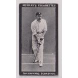 Cigarette card, Murray's, Cricketers, (Series H, black front), type card Tom Hayward Surrey CC (
