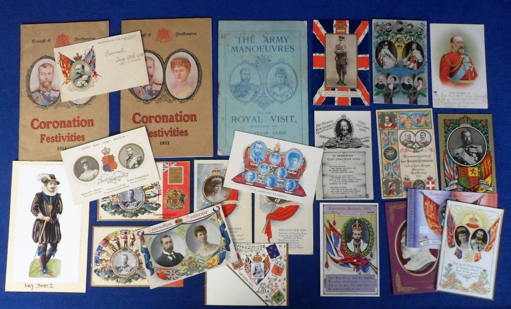 Postcards & ephemera, Royalty, better commemorative cards, George V & Edward VII, embossed,