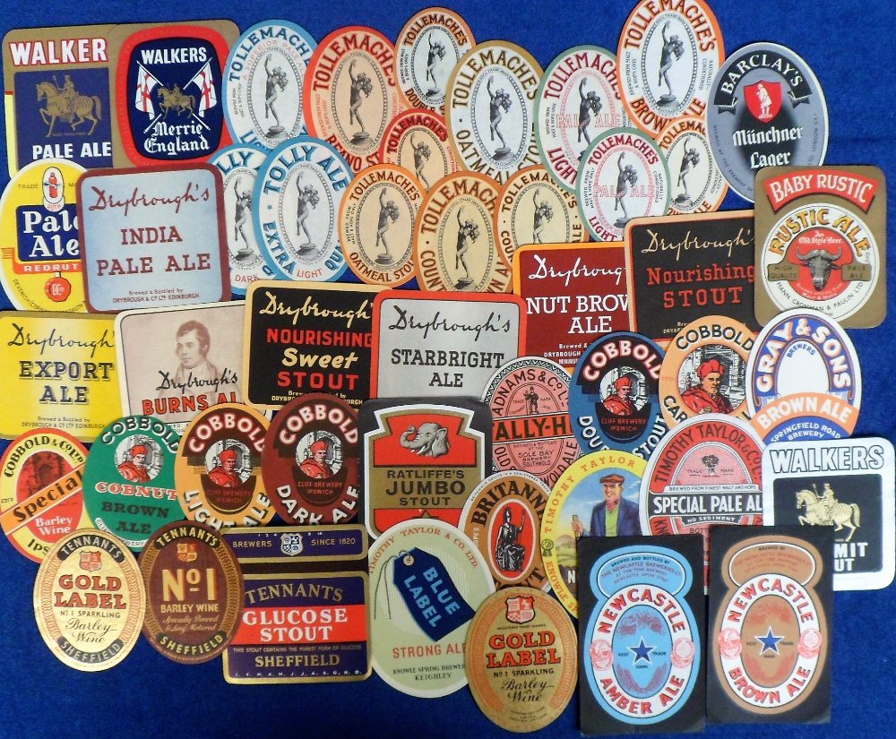 Beer labels, a selection of 45 UK labels including Walkers, Tollemache, Drybrough, Adnams,
