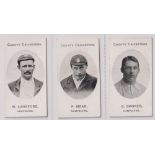 Cigarette cards, Taddy, County Cricketers, Hampshire, 3 cards, W Langford, P Mead & G Smoker (gd)
