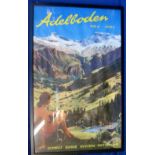 Travel Posters, Adelboden, Switzerland, 3 colourful framed original 1960s travel posters each