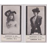 Cigarette cards, Redford's, Actresses, BLARM, two type cards, Darley & Manon (gen gd) (2)