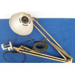 Anglepoise Lamp, genuine vintage Anglepoise with clamp table fitting finished in gold colour,