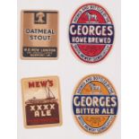 Beer labels, Georges & Co Ltd, Bitter Ale & Home Brewed, 2 large vertical ovals 117mm high and 2 Mew