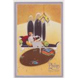 Postcard, Advertising, Art Deco style foreign card, Philips Bulbs, illustrated with girl on couch (