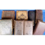 Victorian Photograph Albums, 7 attractive empty leather bound albums with working clasps (mixed