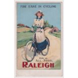 Postcard, Advertising, Raleigh Cycles, artist drawn card by Arthur Spooner, (pu, 1911, gd) (1)