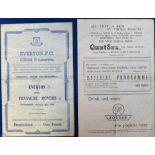 Football programmes, Everton v Tranmere, 13 March, 1946, Liverpool Senior Cup Semi Final (sof,