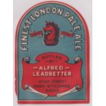 Beer label, a Finest London Pale Ale label from Alfred Leadbetter of High Wycombe 106mm high, arched