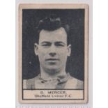 Trade card, Crescent Confectionery, Footballers, ref HC139, type card, D. Mercer, Sheffield
