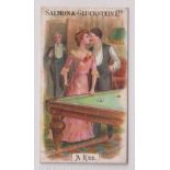 Cigarette card, Salmon & Gluckstein, Billiard Terms (Large numerals), type card, no 1 'A Kiss'' (gd)
