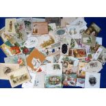 Ephemera, approx. 90 Victorian and Edwardian greetings cards to include die-cut, embossed,