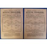 Football programmes, Arsenal homes, two single sheet programmes v West Ham 11 Dec 1943 & v Fulham 23