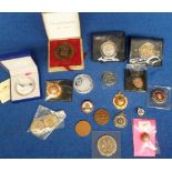 Football medals & souvenirs, 18 items, 1920's onwards inc. SSAL Cup Winners medal 1926/7,