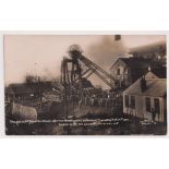 Postcard, Wales, Senghenydd Mining disaster RP, ‘ Oct. 14th 1913 After the Second Fire broke out’,