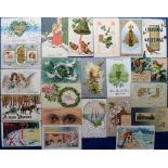 Postcards, a collection of approx 55 greetings cards incl. Christmas (2 Santa's), chromos, angels,
