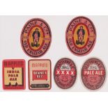 Beer labels, a selection of 6 UK labels, Paine & Co, Old English Ale 2 different vertical ovals,