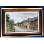 Artwork, 4 paintings by Marion Bradley to comprise 2 oil paintings entitled 'Lane In Borrowdale' (