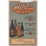 Beer advert, a 216mm high advert for Welsh's Prize Medal Ales from Winchester with prices supplied